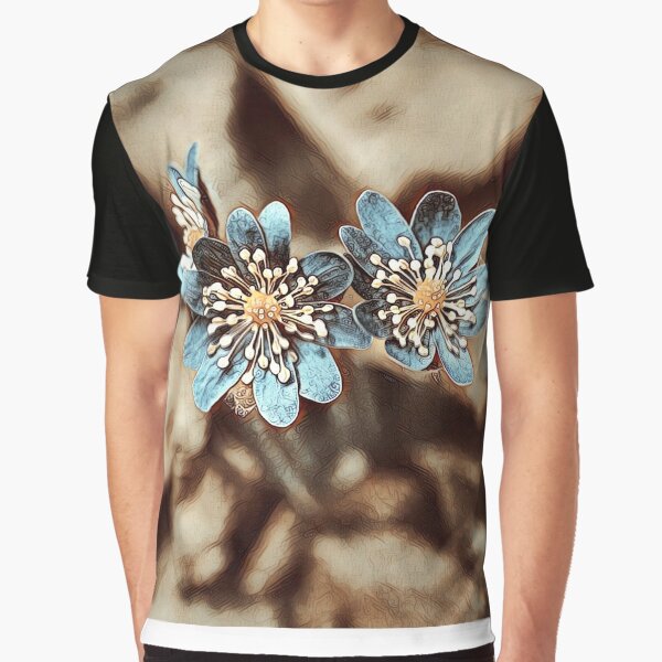 Hepatica wildflower autumn look, pencil sketch style by crea-homedesign T-Shirts, Hoodie, Sweatshirt (Image 1)