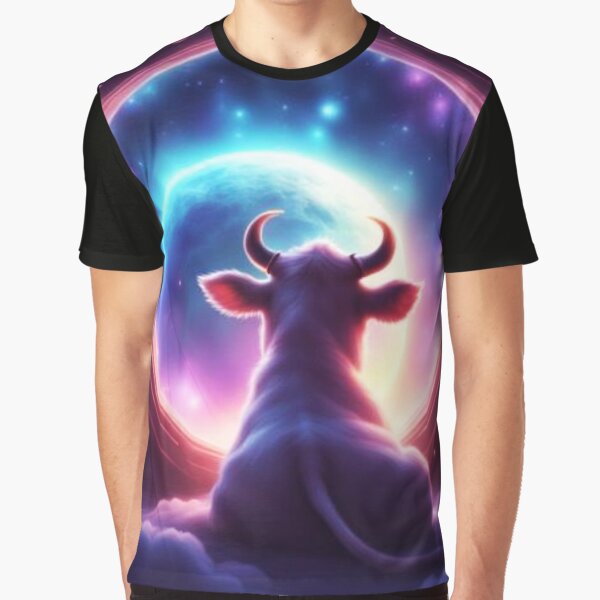 Cow in Space Looking at the Earth Whimsical Rainbow Cow Looking Through a Window by bestggraphico T-Shirts,... (Image 1)