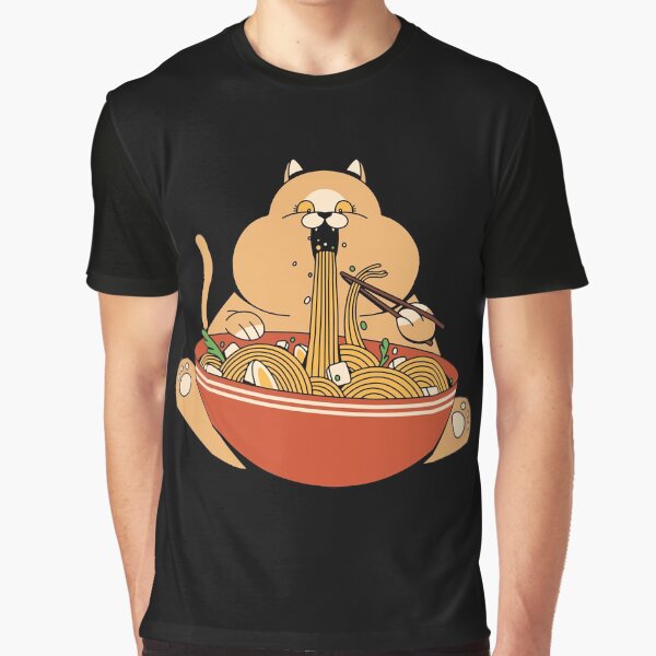 Fat Cat Eating Ramen by OnepixArt T-Shirts, Hoodie, Sweatshirt | BlankRebels.com (Image 1)