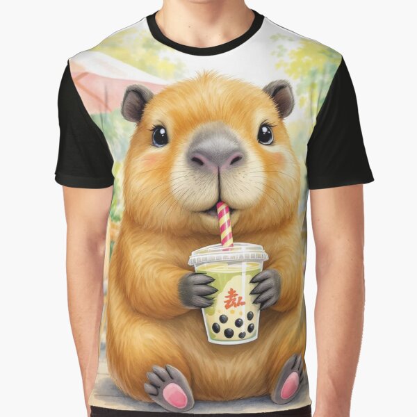 Zen Capybara: The Official Expert of Relaxation and Boba Tea by HappySproutArt T-Shirts, Hoodie, Sweatshirt (Image 1)