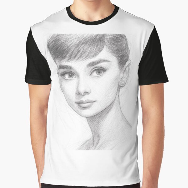 Vintage Inspired Actress Sketch by Leon Woods Pencil Art T-Shirts, Hoodie, Sweatshirt | BlankRebels.com (Image 1)