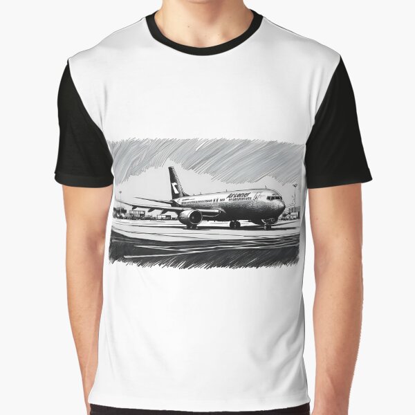 Sketch-Style Airplane at Extended Gate - Digital Art by EMairplanes T-Shirts, Hoodie, Sweatshirt | BlankRebels.com (Image 1)