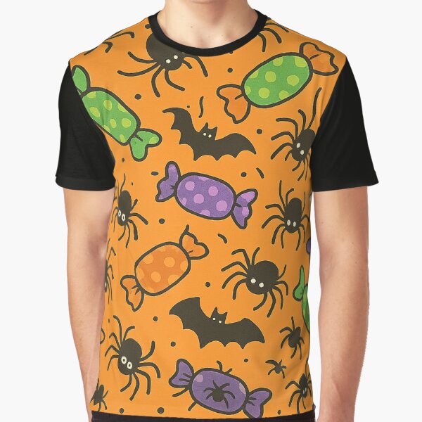 Halloween Pattern with Candy Spiders and Bats by Graphics4X T-Shirts, Hoodie, Sweatshirt | BlankRebels.com (Image 1)