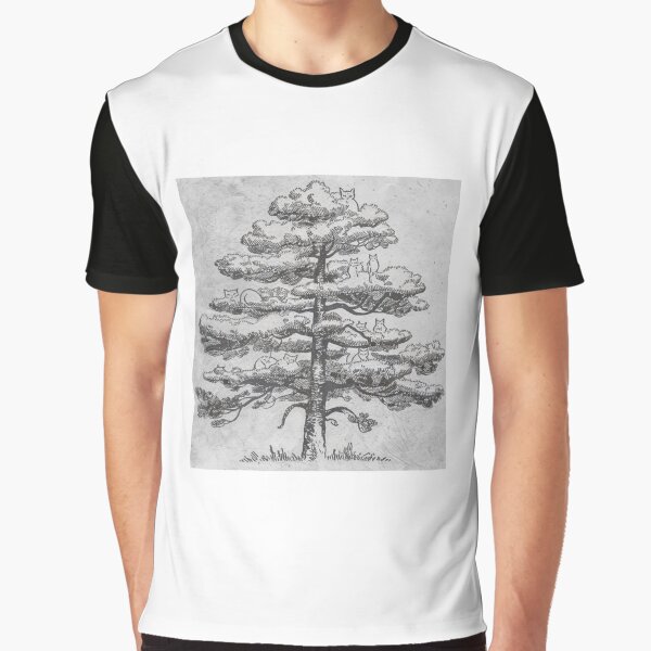 Old Japanese style drawing of the tree full of cats by LostForSpace T-Shirts, Hoodie, Sweatshirt | BlankRebels.com (Image 1)