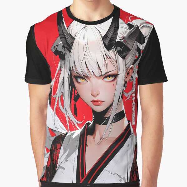 Manga demon samurai girl portrait by TheArtistOf2022 T-Shirts, Hoodie, Sweatshirt | BlankRebels.com (Image 1)