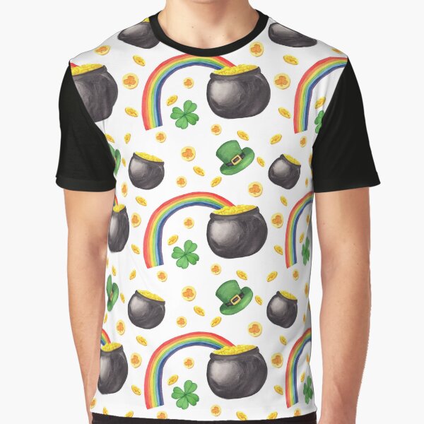 Pot of Gold At The End of Rainbow Clover Irish St Patrick's Day by ILLYL Creatives T-Shirts, Hoodie, Sweatshirt (Image 1)