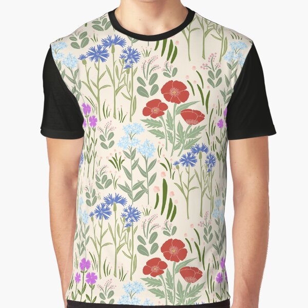 Sunlit Wildflower Meadow Storybook Floral Pattern Design by DColourMuse T-Shirts, Hoodie, Sweatshirt (Image 1)