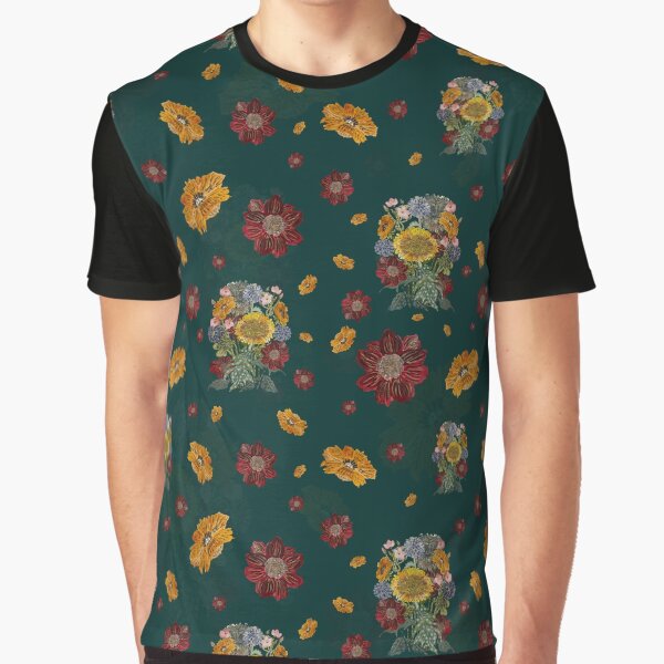 Bouquet flower seamless pattern on green background by Yana Mustafina | Boho Soulful Designs T-Shirts, Hoodie,... (Image 1)