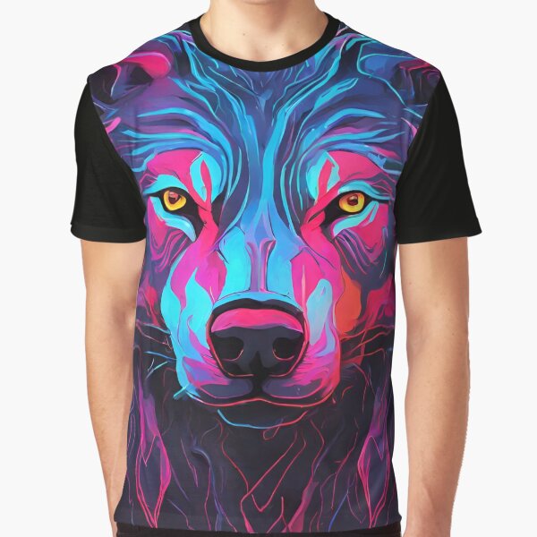 Neon 90's Retro Wolf by anaraee T-Shirts, Hoodie, Sweatshirt | BlankRebels.com (Image 1)