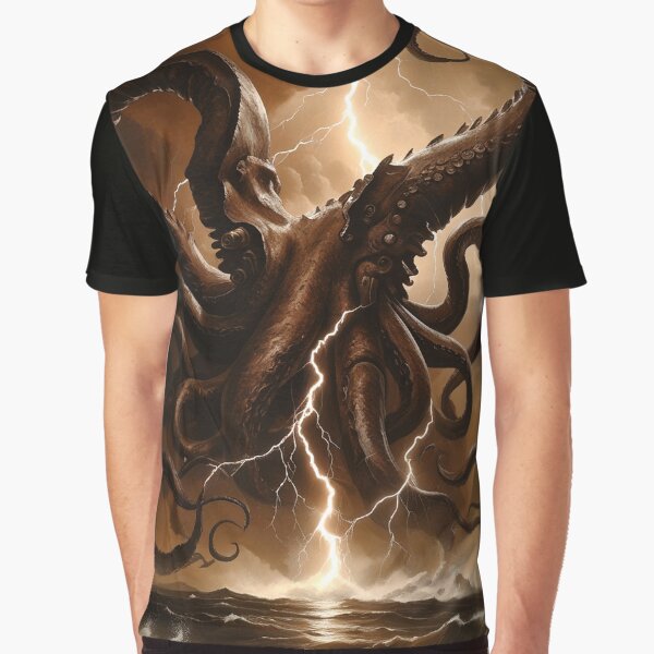 Kraken Beneath the Storm – Dark Gothic Ocean Fantasy Art by semenol T-Shirts, Hoodie, Sweatshirt | BlankRebels.com (Image 1)