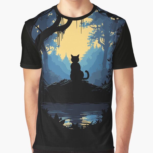 Black Cat In Magic Forest Under Moonlight by BrilliantTShop T-Shirts, Hoodie, Sweatshirt | BlankRebels.com (Image 1)