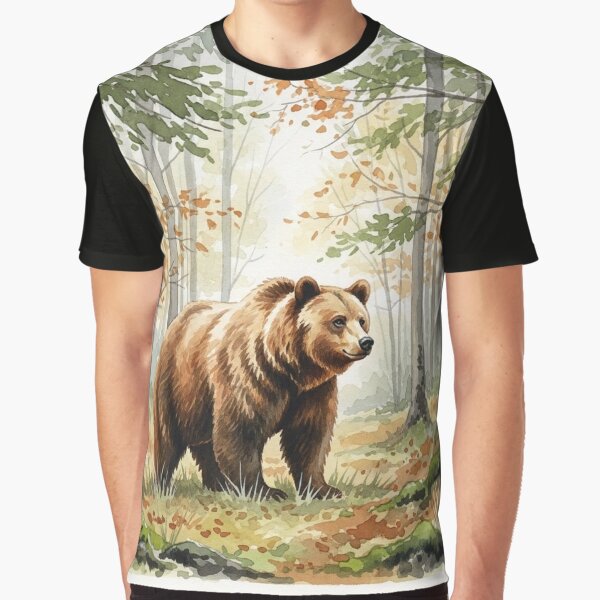 Brown bear in forest landscape by Losancestros T-Shirts, Hoodie, Sweatshirt | BlankRebels.com (Image 1)