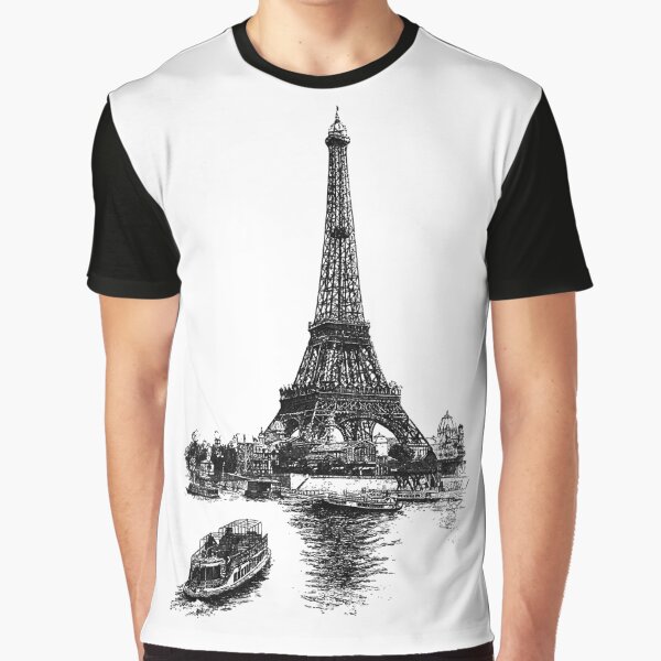 Eiffel Tower  Sketch Art- Black and White Paris illustration by StreetVibe-IND T-Shirts, Hoodie, Sweatshirt (Image 1)