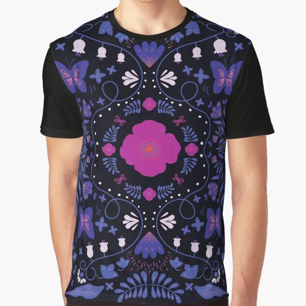 Dark night floral illustration - purple by Floral patterns and cute characters T-Shirts, Hoodie, Sweatshirt (Image 1)