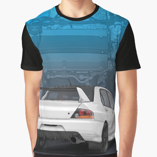 Evo 9 with 4G63 engine background (White) by ArtyMotive T-Shirts, Hoodie, Sweatshirt | BlankRebels.com (Image 1)