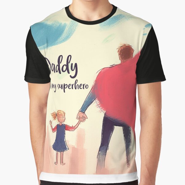 Daddy is my superhero text, children illustration by EmeraldeaArt