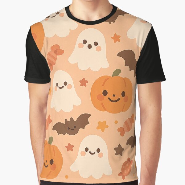 Cute Halloween Pattern with Pumpkins Ghosts and Bats by Graphics4X T-Shirts, Hoodie, Sweatshirt | BlankRebels.com (Image 1)