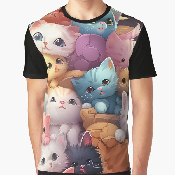 Kawaii Cute Cats Colorful Kittens by Urban  Charms T-Shirts, Hoodie, Sweatshirt | BlankRebels.com (Image 1)