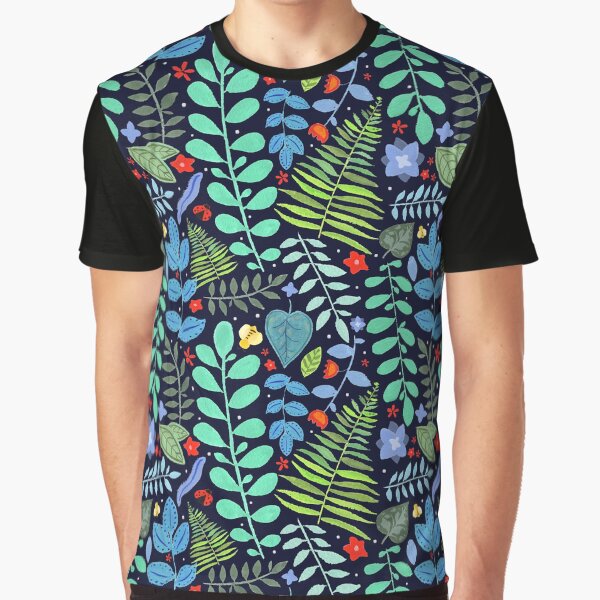 Blue Tone Painted Plants by GladYoureHere T-Shirts, Hoodie, Sweatshirt | BlankRebels.com (Image 1)