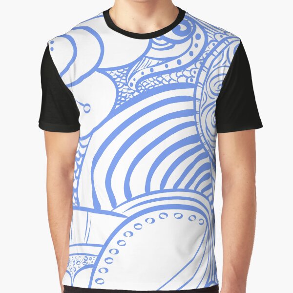 Hand-Drawn Floral Blue and Swirls Outline by madtoyman T-Shirts, Hoodie, Sweatshirt | BlankRebels.com (Image 1)