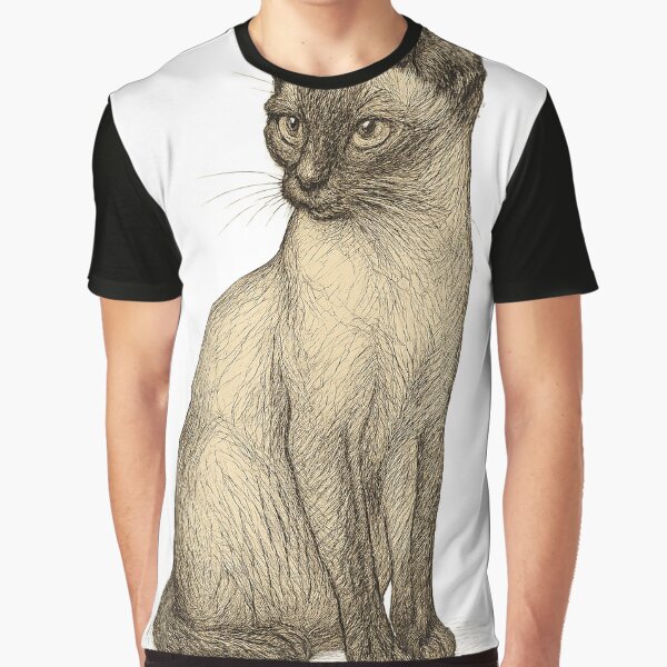 Elegant Vintage Sketch of a Siamese Cat by ByMDK T-Shirts, Hoodie, Sweatshirt | BlankRebels.com (Image 1)