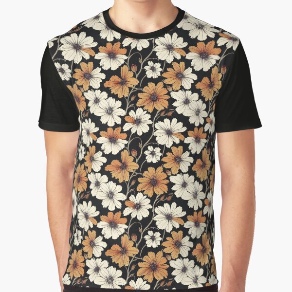 Vintage Dark Floral - Orange and White by kougan T-Shirts, Hoodie, Sweatshirt | BlankRebels.com (Image 1)