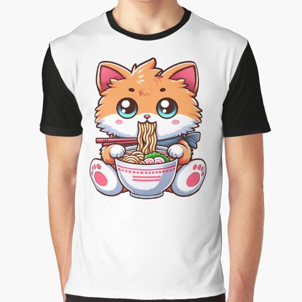 kawaii Kitty Noodle Delight - Cute Cat Enjoying Ramen by Designowner T-Shirts, Hoodie, Sweatshirt | BlankRebels.com (Image 1)