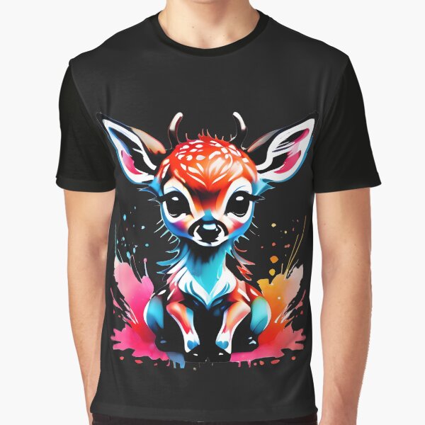 Big Headed Deer – Pop Surreal Airbrush Art by BrushRushX T-Shirts, Hoodie, Sweatshirt | BlankRebels.com (Image 1)