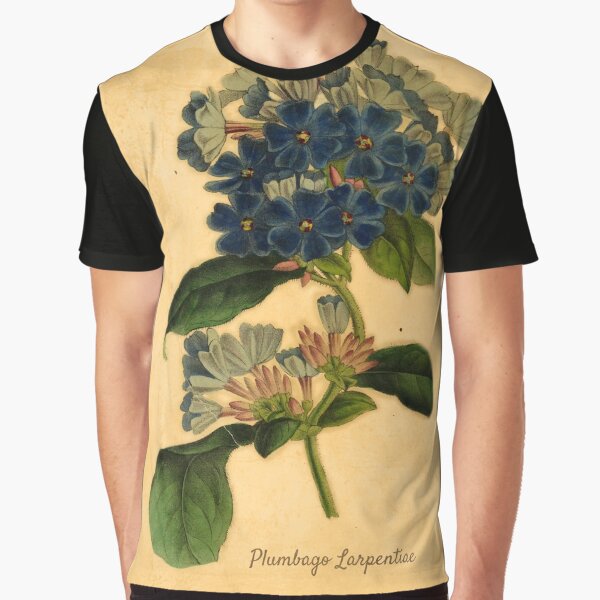 Plumbago Larpentiae Botanical Illustration by ptMaker T-Shirts, Hoodie, Sweatshirt | BlankRebels.com (Image 1)