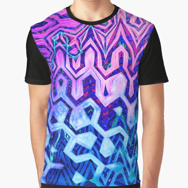 Groovy Hippie Style Abstract Wavy Lines in Violet and Blue Shades 3 of 4 by Beachy T-Shirts, Hoodie, Sweatshirt (Image 1)
