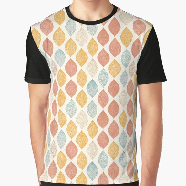 Washed Out Colored Boho Leaves Pattern - Yellow, Red, Beige, Blue, Light Background by kougan T-Shirts, Hoodie,... (Image 1)
