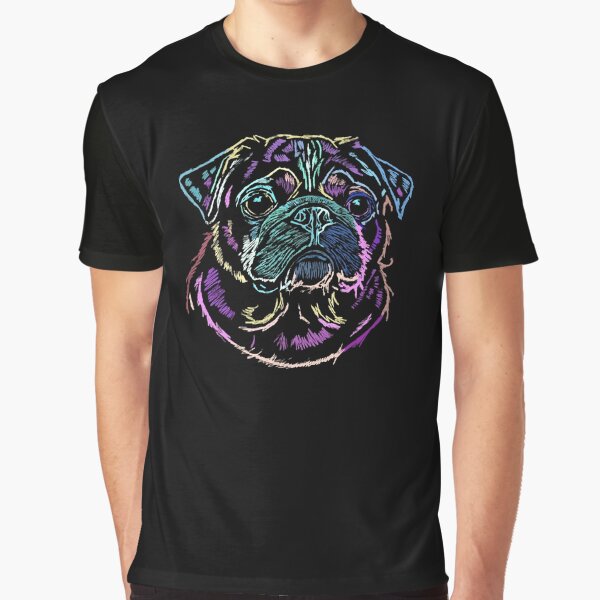 Pug Sketch in Bright Colors by wildjellybeans T-Shirts, Hoodie, Sweatshirt | BlankRebels.com (Image 1)
