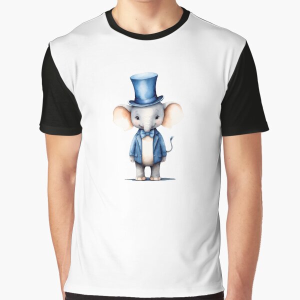 Cute Watercolor Animal Elephant in Stylish Outfit by Victoria Riabov T-Shirts, Hoodie, Sweatshirt | BlankRebels.com (Image 1)
