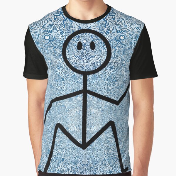 Blue And White Abstract Dancing Men Stick Figure Pattern by ThatsJustJilly T-Shirts, Hoodie, Sweatshirt (Image 1)