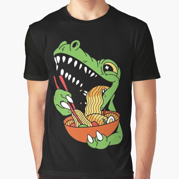 T-Rex Dinosaur Eating Ramen by OnepixArt T-Shirts, Hoodie, Sweatshirt | BlankRebels.com (Image 1)