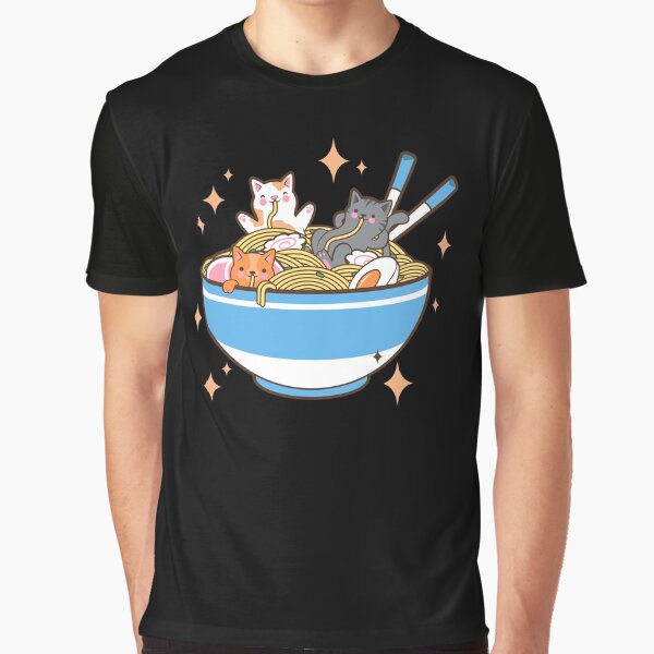 Kawaii Cats Eating Ramen Noodles Japanese Food Anime by Paula Helit T-Shirts, Hoodie, Sweatshirt | BlankRebels.com (Image 1)
