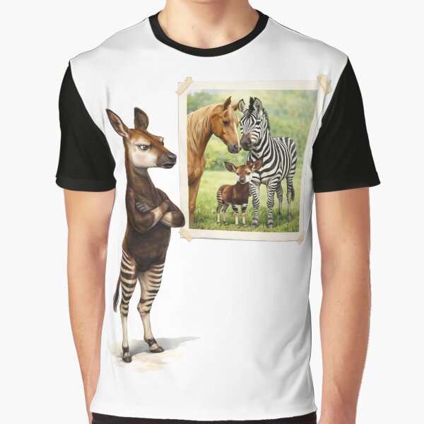 Okapi Looking at Zebra and Horse Painting by RØNI AI T-Shirts, Hoodie, Sweatshirt | BlankRebels.com (Image 1)