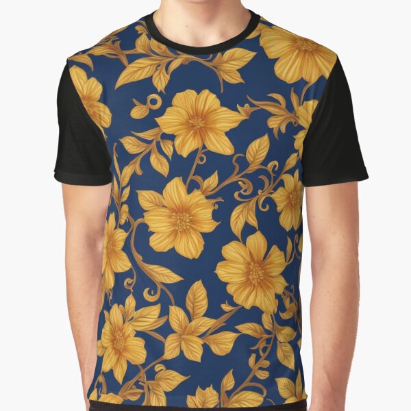 Blue And Gold Floral Pattern by Rell1970 T-Shirts, Hoodie, Sweatshirt | BlankRebels.com (Image 1)