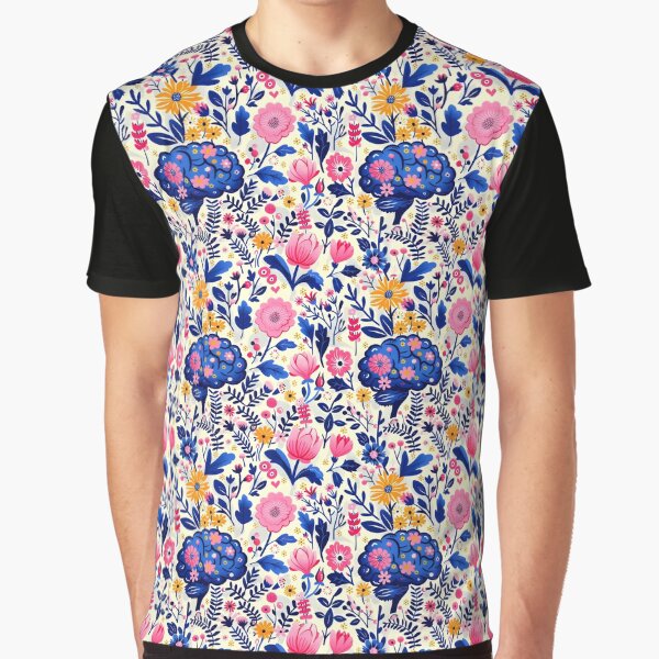 Whimsical Floral and Brain Pattern on Light Background by VoyteksDesigns T-Shirts, Hoodie, Sweatshirt (Image 1)
