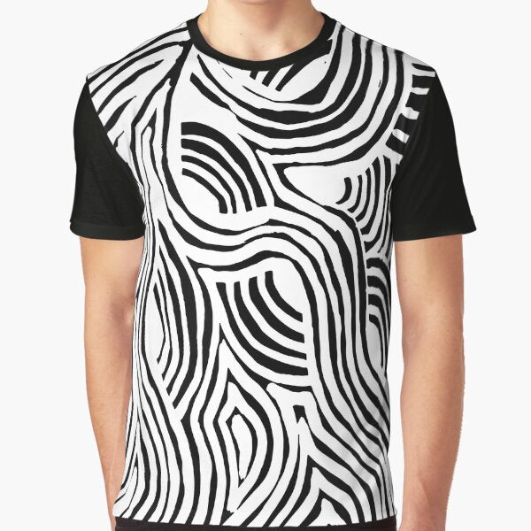 Retro Groovy Minimalist Black White Trippy Hippie Good Vibes Pattern 60s 70s Y2K Aesthetic Art by Cymphonyskar... (Image 1)