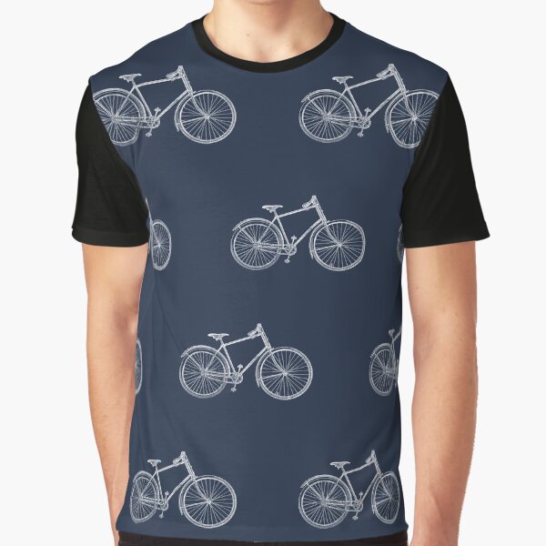 vintage bike pattern dark academia in navy and cream by neopop T-Shirts, Hoodie, Sweatshirt | BlankRebels.com (Image 1)