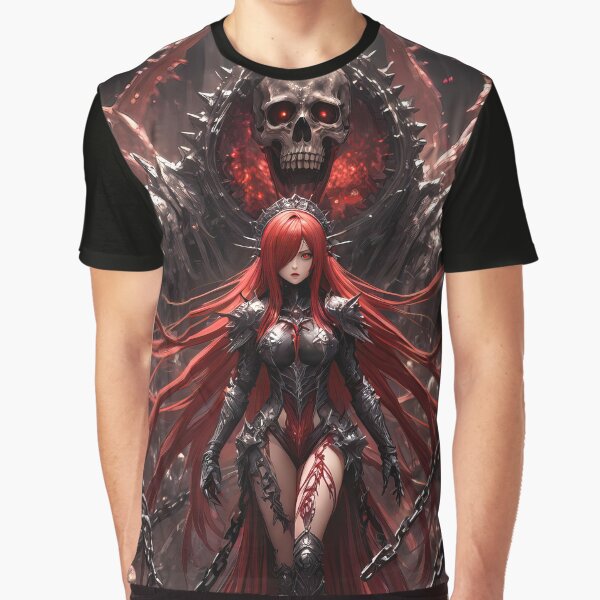 Red Hair Anime Warrior Skeleton God Manga Digital Art T-Shirts, Hoodie, Sweatshirt