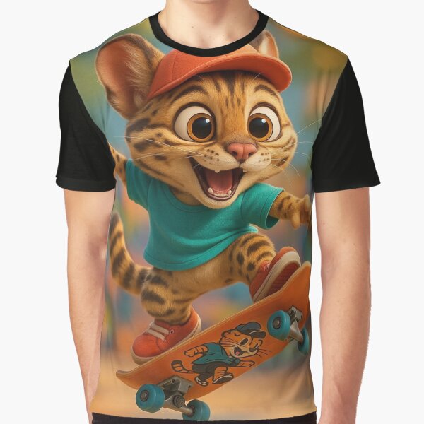 Skater Ocelot by Sillytoe T-Shirts, Hoodie, Sweatshirt | BlankRebels.com (Image 1)