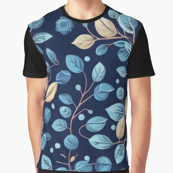 Beige and Blue Botanical Pattern by FANTASTIC-N T-Shirts, Hoodie, Sweatshirt | BlankRebels.com (Image 1)