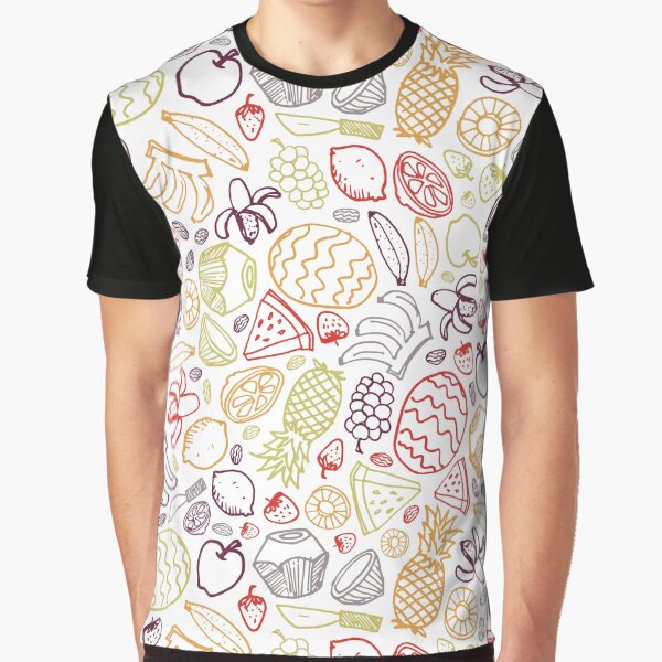 Vector white fruits hand drawn doodle repeat pattern by jamiesoondesign T-Shirts, Hoodie, Sweatshirt (Image 1)