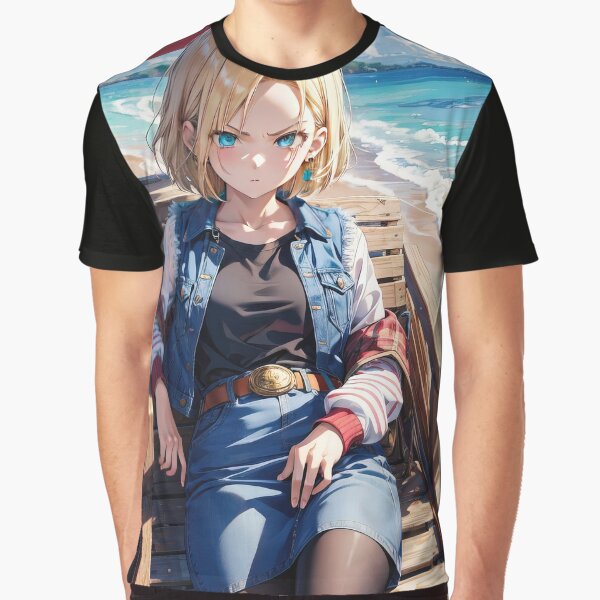 Manga girl relaxing on deckchair by the beach by TheArtistOf2022 T-Shirts, Hoodie, Sweatshirt | BlankRebels.com (Image 1)