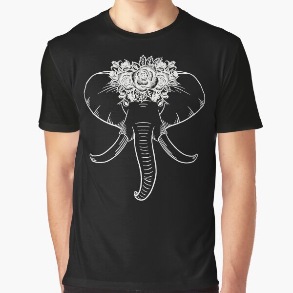 Beautifully elephant head decorated with flowers. Boho style design by Hazel Morris