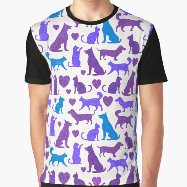 Dog and Cat Silhouette with Heart Shapes Pattern Design by deepakrode7 T-Shirts, Hoodie, Sweatshirt (Image 1)