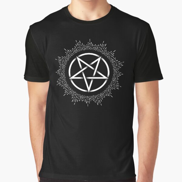 black and white pentacle with light rays by Manitou Mercantile T-Shirts, Hoodie, Sweatshirt | BlankRebels.com (Image 1)