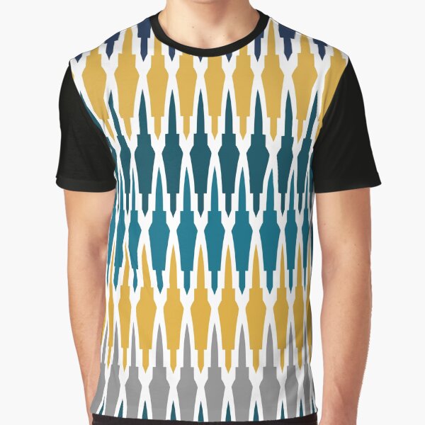 Boho Decor, Mud Cloth Pattern, Yellow, Teal, Indigo, Navy Blue by meggydesigns T-Shirts, Hoodie, Sweatshirt (Image 1)
